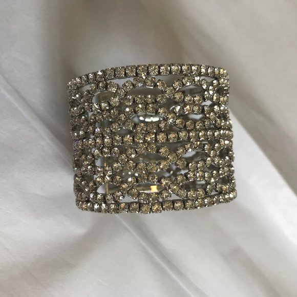 3/$15 Flexible Rhinestone Diamond Cuff Bracelet - Picture 5 of 5